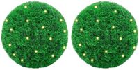 vidaXL Kunstbuxusballen met LED-verlichting - 2 stuks - 52 cm - Groen