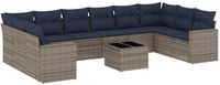vidaXL 11-delige Loungeset met kussens poly rattan grijs