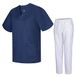 MISEMIYA Uniseks sanitair uniform, medische sanitaire uniformen met witte broek 817-8312-wit