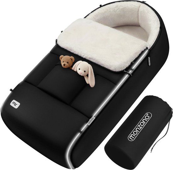 Monzana Voetenzak - Zwart - 93x56cm - Geschikt voor Kinderwagen, Buggy & Autostoel