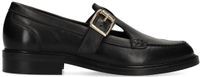 Manfield - Dames - Zwarte suède loafers met gesp - Maat 40