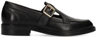Manfield - Dames - Zwarte suède loafers met gesp - Maat 40