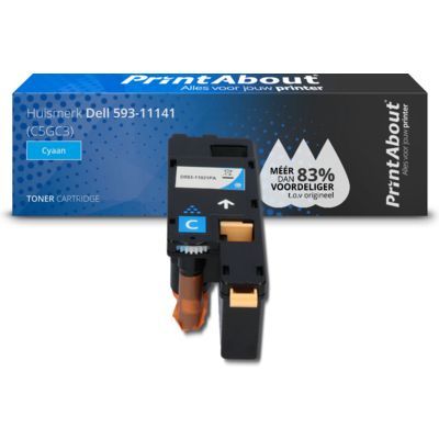 PrintAbout Huismerk Dell 593-11141 (C5GC3) Cyaan Toner | 1600 pagina's