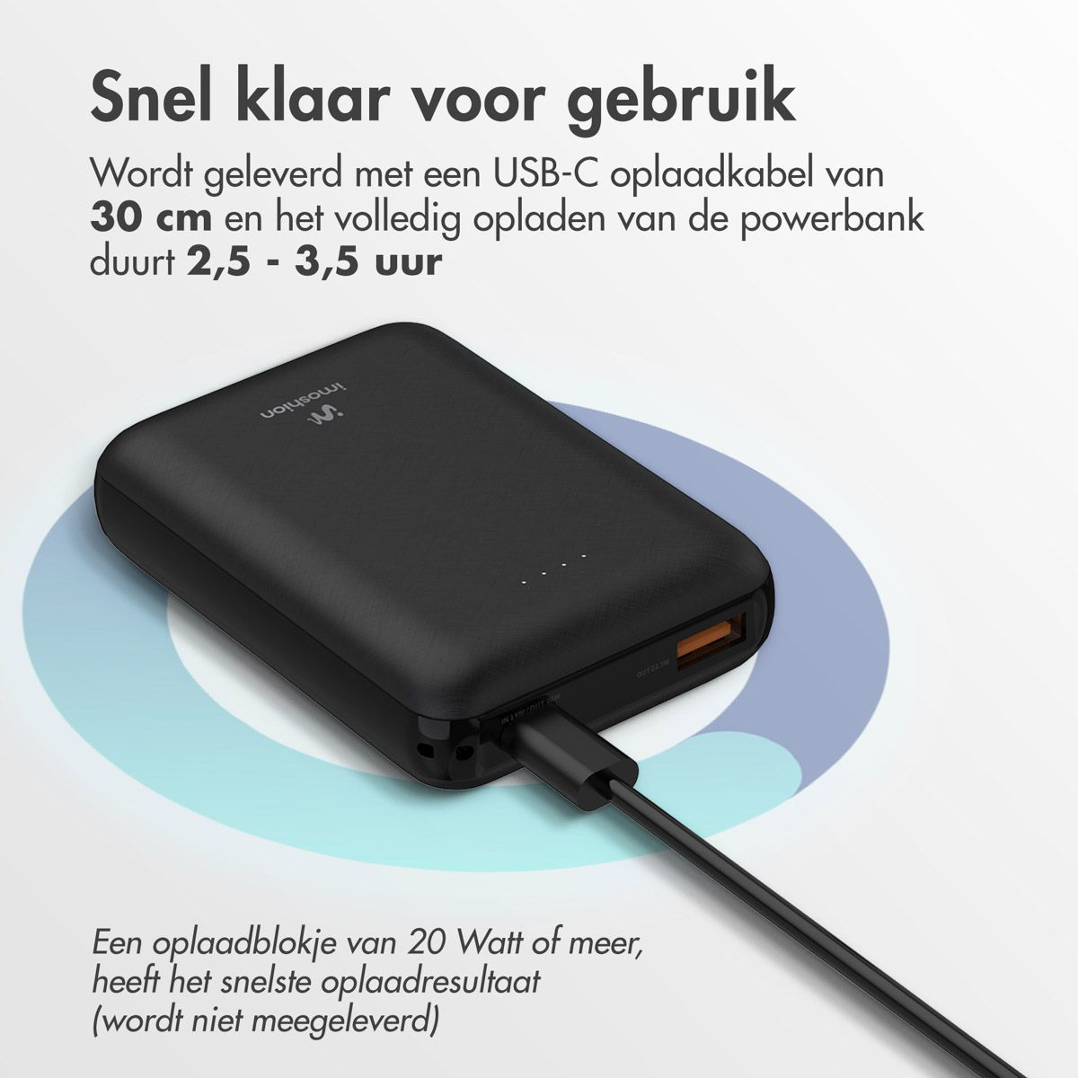iMoshion Compacte Powerbank 10000 mAh - 22.5W - USB-C - Zwart