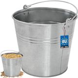 KOTARBAU® Robuuste Zinkemmer, Tuinemmer, Verzinkt Staal, 12 L, Zilver, Cementemmer, Mortel Emmer, Bouwemmer, met Handvat