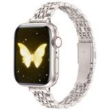 By Qubix Qubix - Stalen slim fit band - Sterrenlicht / Starlight - Geschikt voor Apple Watch 38mm / 40mm / 41mm / 42mm