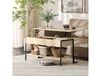 HOMCOM Table basse avec plateau relevable, table de salon avec compartiment caché et étagère ouverte, 95x40x59cm, bois naturel