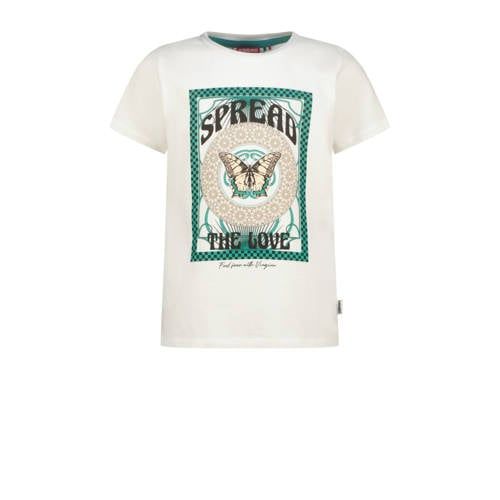 Vingino T-shirt wit Meisjes Stretchkatoen Ronde hals Printopdruk - maat 128