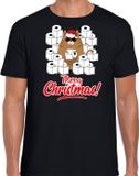 Bellatio Decorations Fout Kerstshirt Merry Christmas zwart voor heren