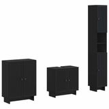 vidaXL - 3-delig - badkamerkast - set - EDE - Zwart - Bewerkt - hout