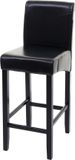 MCW Barkruk MCW-C33 - Zwart - Leer - Hout - Met rugleuning