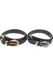 Urban Classics Chunky Buckle Loop Damesriem, synthetisch, leren riem, 2 stuks, dubbele riem met gesp, maten S/M - XL, zwart/goud+zwart/zilver, L/XL