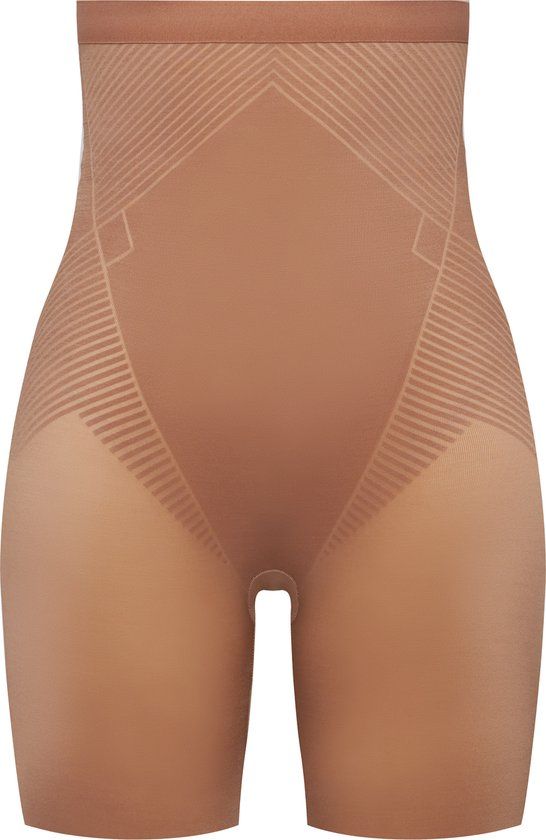 SPANX Thinstincts 2.0 High-Waisted Mid-Thigh Short - Café au Lait (Dark Nude) - Size M