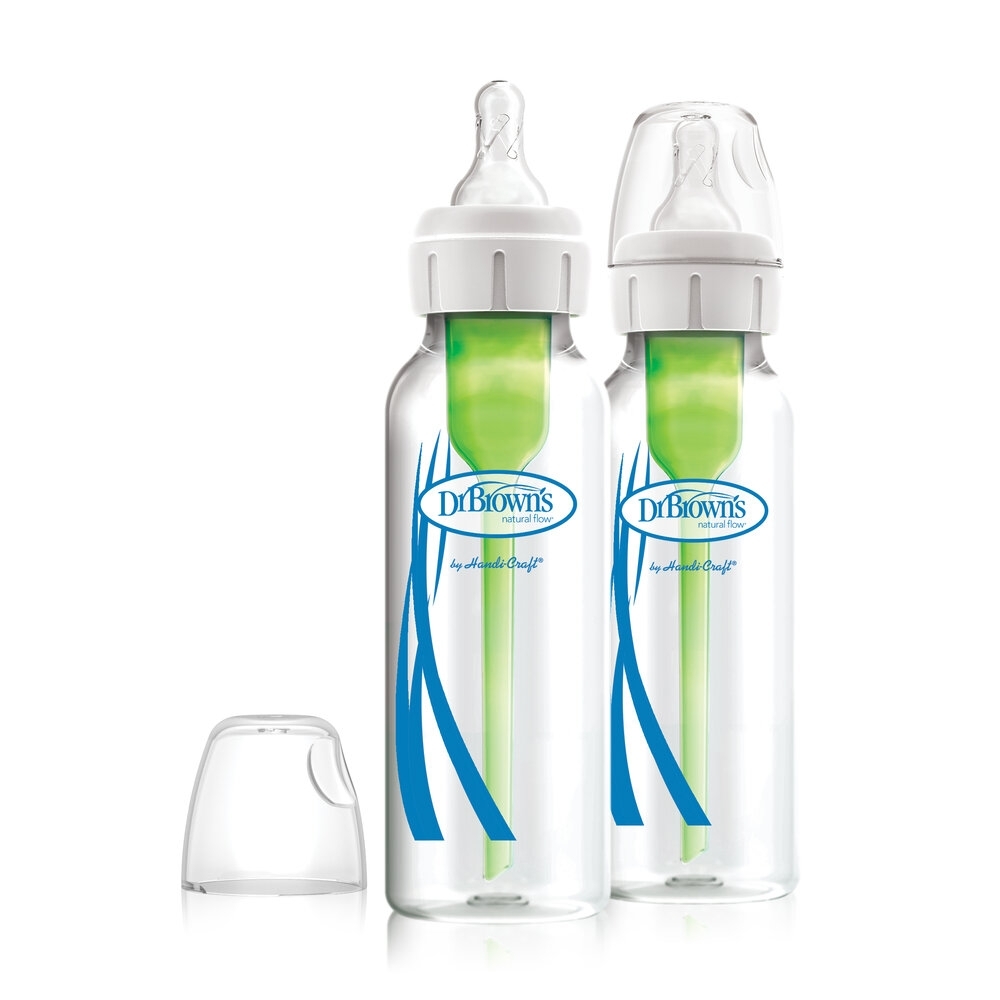Dr. Browns Dr. Brown’s Options+ Anti-colic Glas Bottle Standaard halsfles 250 ml 2-pack transparant
