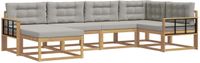 vidaXL - Buiten - bank - set - 5 - st - Wit - en - Lichtgrijs - Polyester