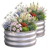 Bac à plantes bac de jardin surélevé bac potager rond - 60 x 30 cm - Acier galvanisé - Argent