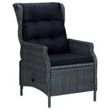 VidaXL Tuinstoel Terras Gecapitonneerde zitting Polyrattan, Staal Zwart, Grijs