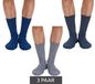 3 paires de chaussettes primaires. chaussettes de loisirs durables chaussettes en coton chaussettes tricotées longues 53200-7004 bleu royal/bleu foncé/blanc