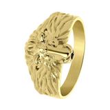 Lucardi Heren Goldplated ring met leeuwenkop