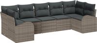 vidaXL Tuinbank - Set - 7-st - Grijs - Polyrattan