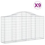 VidaXL Gabions 9 pieces curved 200x30x100/120 cm iron