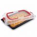 Dr. Oetker 3-in-1 bakplaat met deksel, bakplaat voor bakken, bewaren en transporteren, rechthoekige bakvorm als pizzaplaat, ovenplaat of taartplaat (42 x 29 cm)