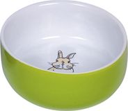 Nobby Keramische Eetbak Konijn Groen Wit - 11 cm