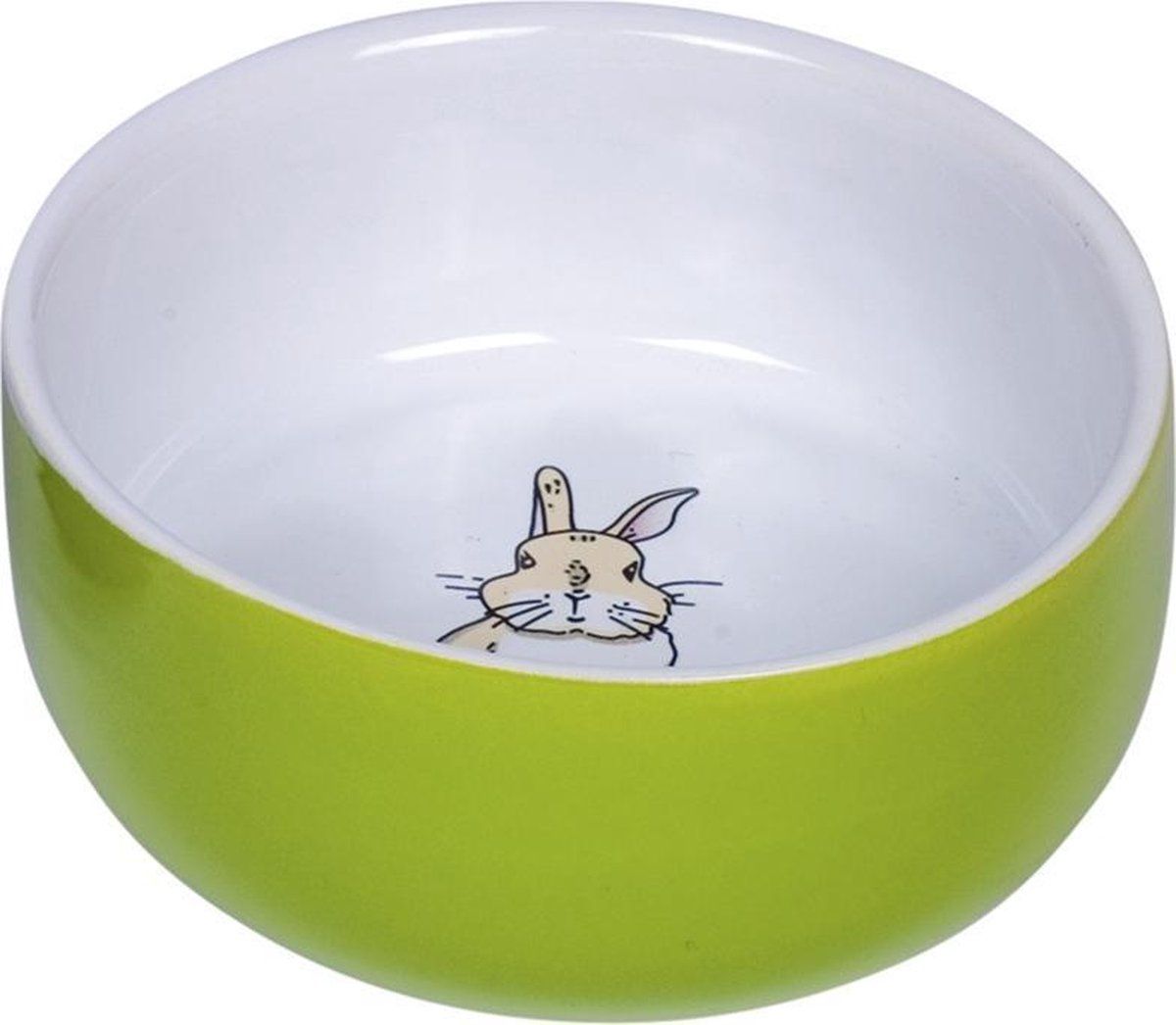 Nobby Keramische Eetbak Konijn Groen Wit - 11 cm