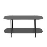Calicosy Salontafel, 2 niveaus, metaal, zwart, Sasha, 100 x 58 x 45,5 cm