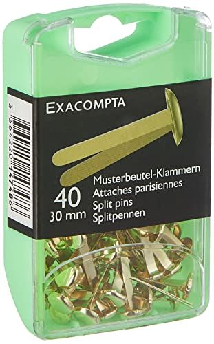 Exacompta 14748E Box (met 40 paperclips voor monsterzakjes, 30 mm, praktisch en robuust), 1 pak goud