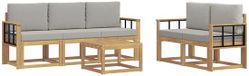 vidaXL - Buiten - bank - set - 6 - st - Wit - en - Lichtgrijs - Polyester