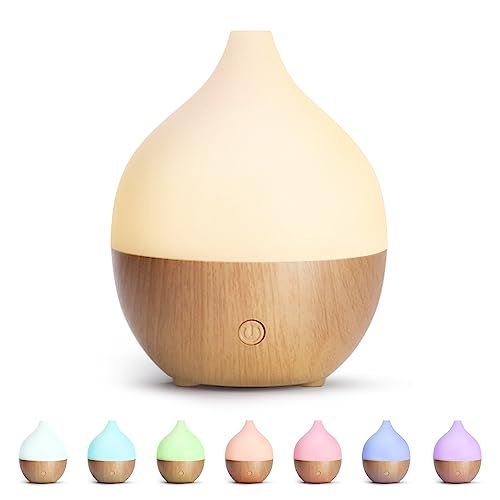 SALKING Diffuser voor etherische olie, 100 ml, ultrasone diffuser, elektrische etherische oliën, luchtbevochtiger met warm licht, automatische uitschakeling voor slaapkamer, spa, yoga, massage