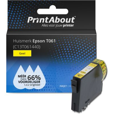 PrintAbout Huismerk Epson T0614 (C13T061440) Inktcartridge Geel