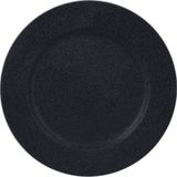 Merkloos / Sans marque Bol 12x Ronde onderzet borden zwart met glitters 33 cm - onderborden