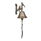 Relaxdays Gietijzeren deurbel met trekkoord, motief vogels, vintage stijl, brons, 20 x 10 x 13 cm