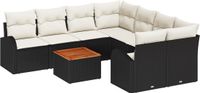 vidaXL Tuinbank - Set - 9 - st - Zwart - poly - rattan