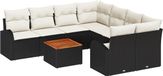 vidaXL Banc de jardin - Set - 9 - pièces - Noir - poly - rotin