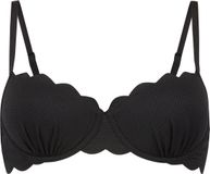 Hunkemöller Dames Badmode Voorgevormde beugel bikinitop Scallop - Zwart - maat C70