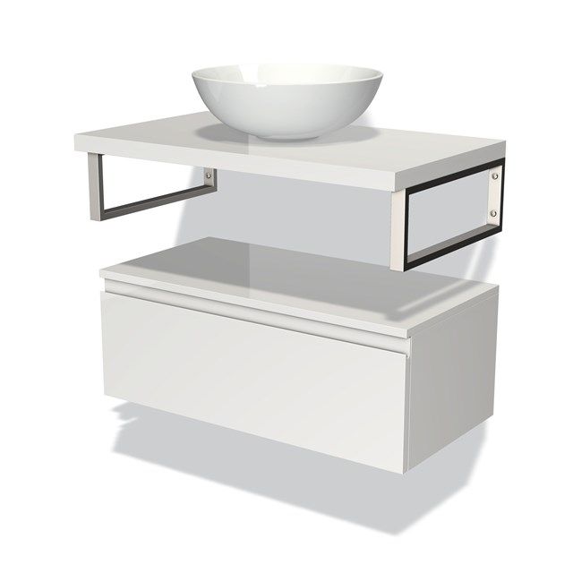 Maxaro Badkamermeubel Modulo Plato 80 cm Hoogglans Wit 1 Lade Greeploos