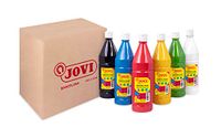Jovi Vloeibare tempera-kleur, verpakking met 6 flessen à 1 l, basiskleuren, verf op basis van natuurlijke ingrediënten, gemakkelijk te wassen, glutenvrij, ideaal voor school (511/6A)