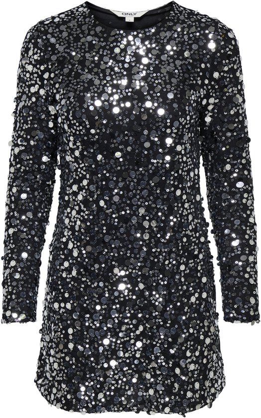 ONLY - ONLANIKA CATINA LS SEQUINS DRESS WVN - Grijs - Maat L - Meisjes - Mini jurken
