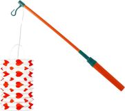 Merkloos Trek lampion langwerpig - rood - H28 cm - papier - met lampionstokje - 40 cm
