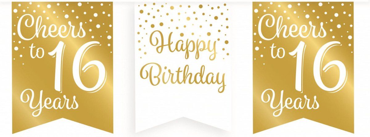 PD-Party Panda PD-Party Party flag banner gold/white - 16, set van 6