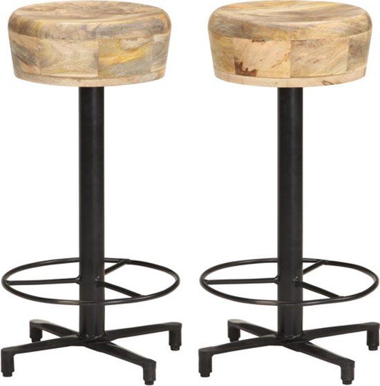 vidaXL Barkrukken 2 stuks 66 cm massief mangohout