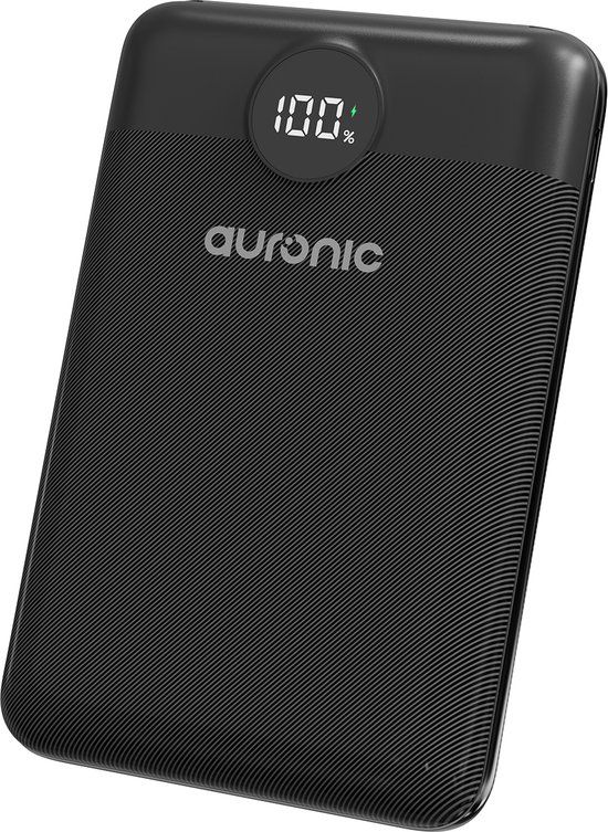 Auronic Powerbank 20.000 mAh - Snellader via USB-C en USB-A - Inclusief Kabel - 4 Oplaadpoorten - Quick Charge - Noodpakket - Zwart