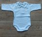 Babidu Romper/Body Blauw Lange mouw Gehaakt Randje langs kraag + mouw Maat 74