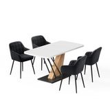 Vicco Ensemble de table à manger "Fenaro", Blanc/Chêne doré, 120x80cm | avec 4 chaises de salle à manger