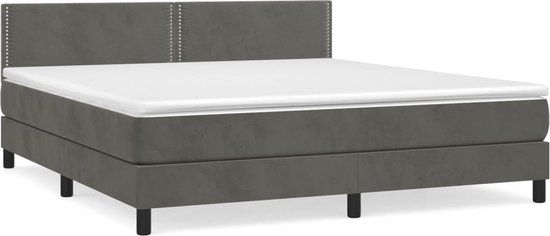 vidaXL Boxspring met matras fluweel donkergrijs 180x200 cm