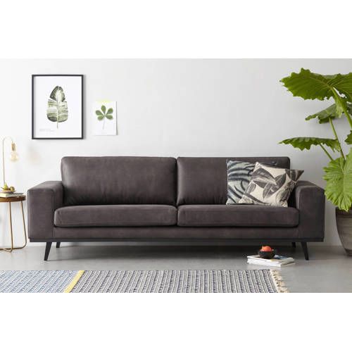 NOUS Living Torino 3-zitsbank - Antraciet eco-leer