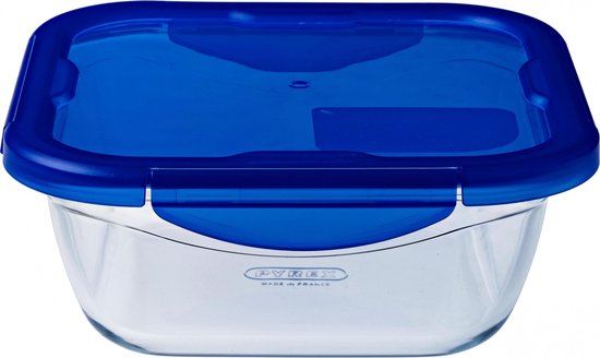 Pyrex Cook & Go Vierkante Schaal met Deksel - 0,8 liter - Transparant
